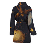 Watercolor Libra Zodiac Sign Print Women's Bathrobe