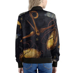 Watercolor Libra Zodiac Sign Print Women's Bomber Jacket