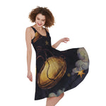 Watercolor Libra Zodiac Sign Print Women's Sleeveless Dress