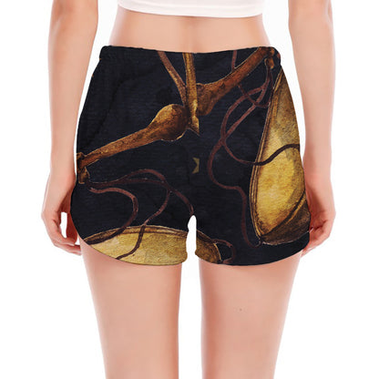 Watercolor Libra Zodiac Sign Print Women's Split Running Shorts