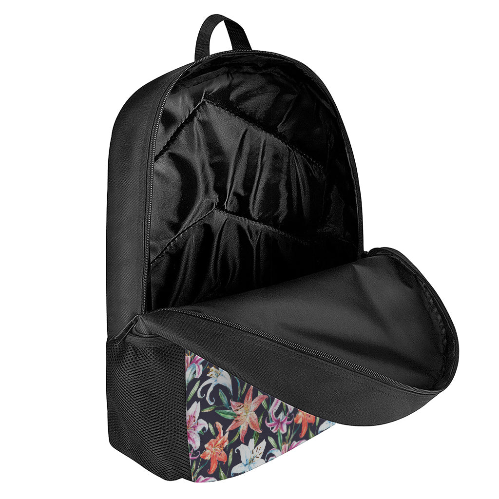 Watercolor Lily Flowers Pattern Print 17 Inch Backpack