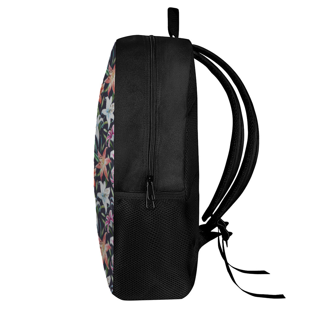 Watercolor Lily Flowers Pattern Print 17 Inch Backpack