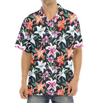 Watercolor Lily Flowers Pattern Print Aloha Shirt