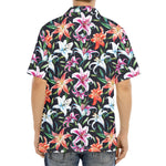 Watercolor Lily Flowers Pattern Print Aloha Shirt
