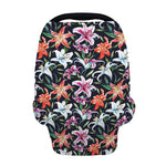 Watercolor Lily Flowers Pattern Print Baby Seat Cover