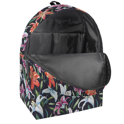 Watercolor Lily Flowers Pattern Print Backpack