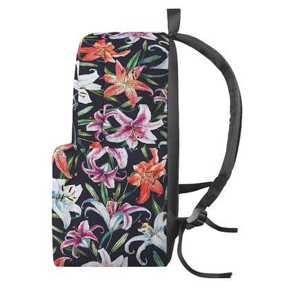 Watercolor Lily Flowers Pattern Print Backpack