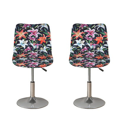 Watercolor Lily Flowers Pattern Print Bar Stool Covers