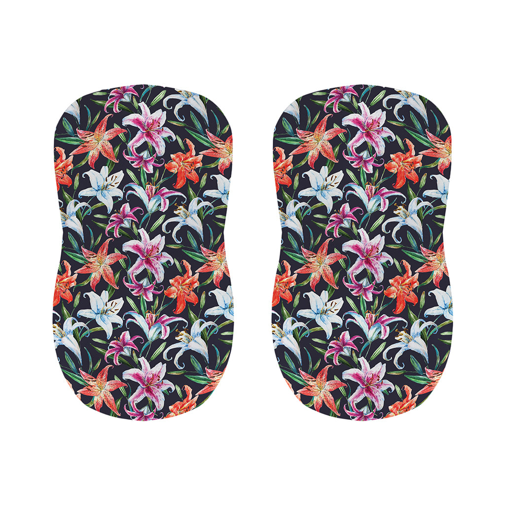 Watercolor Lily Flowers Pattern Print Bar Stool Covers