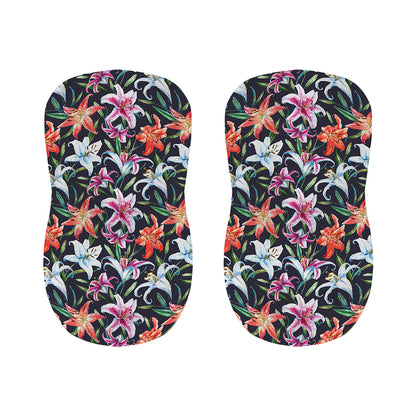 Watercolor Lily Flowers Pattern Print Bar Stool Covers
