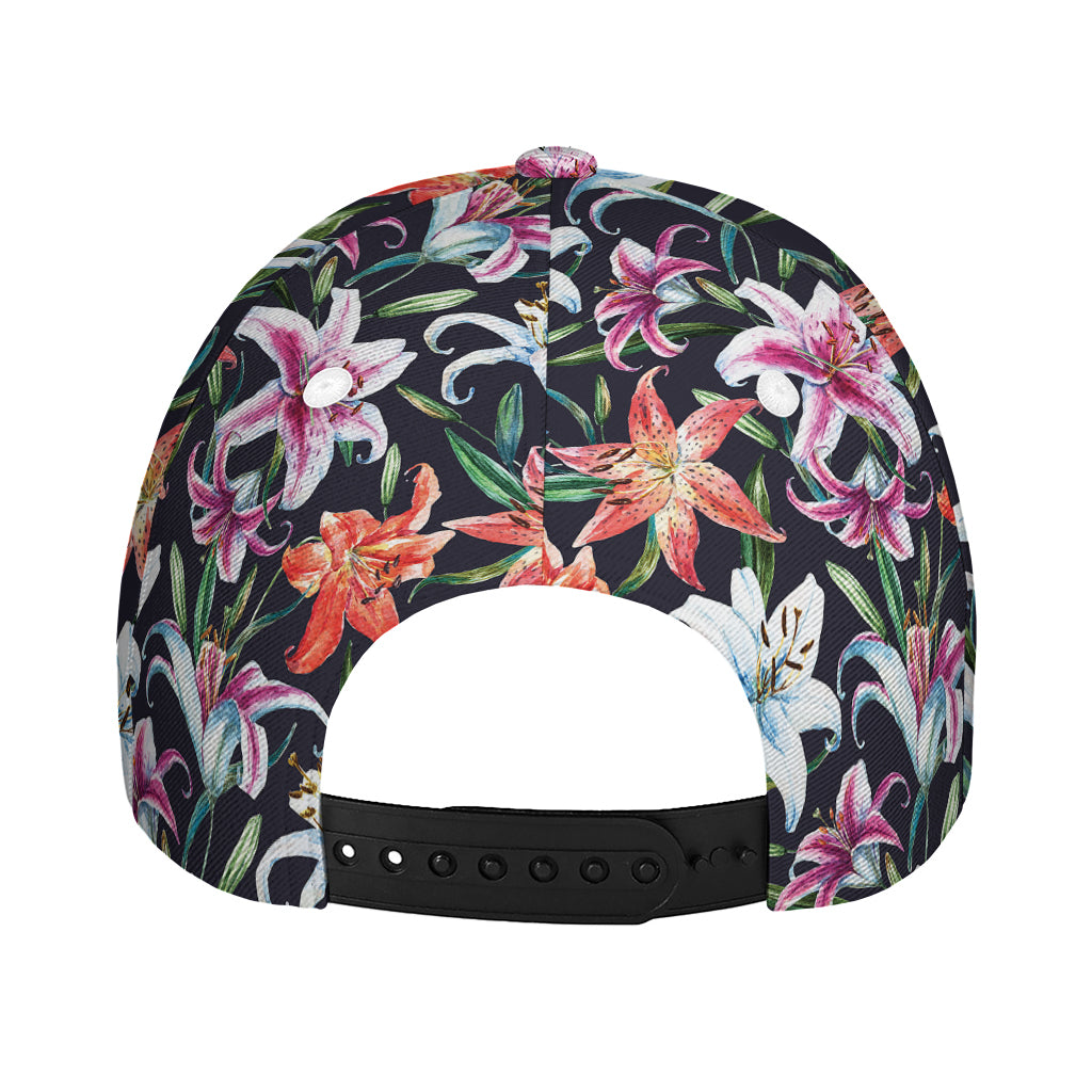 Watercolor Lily Flowers Pattern Print Baseball Cap
