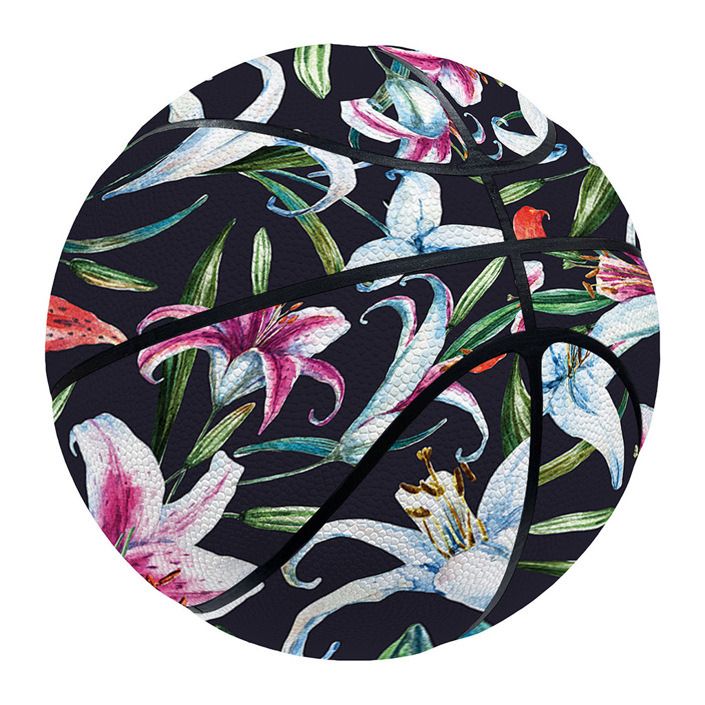 Watercolor Lily Flowers Pattern Print Basketball
