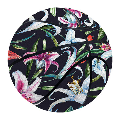 Watercolor Lily Flowers Pattern Print Basketball