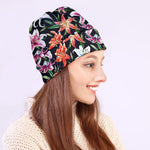 Watercolor Lily Flowers Pattern Print Beanie