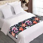 Watercolor Lily Flowers Pattern Print Bed Runner