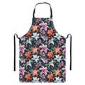 Watercolor Lily Flowers Pattern Print Bib Apron With Pocket