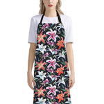 Watercolor Lily Flowers Pattern Print Bib Apron With Pocket