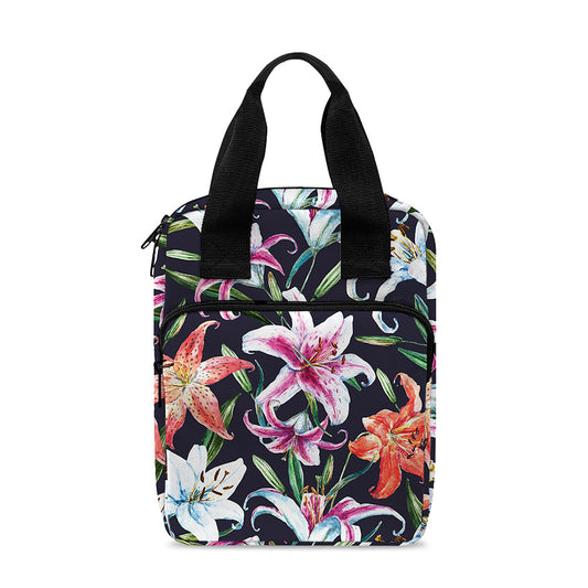 Watercolor Lily Flowers Pattern Print Bible Tote Bag