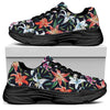 Watercolor Lily Flowers Pattern Print Black Chunky Shoes