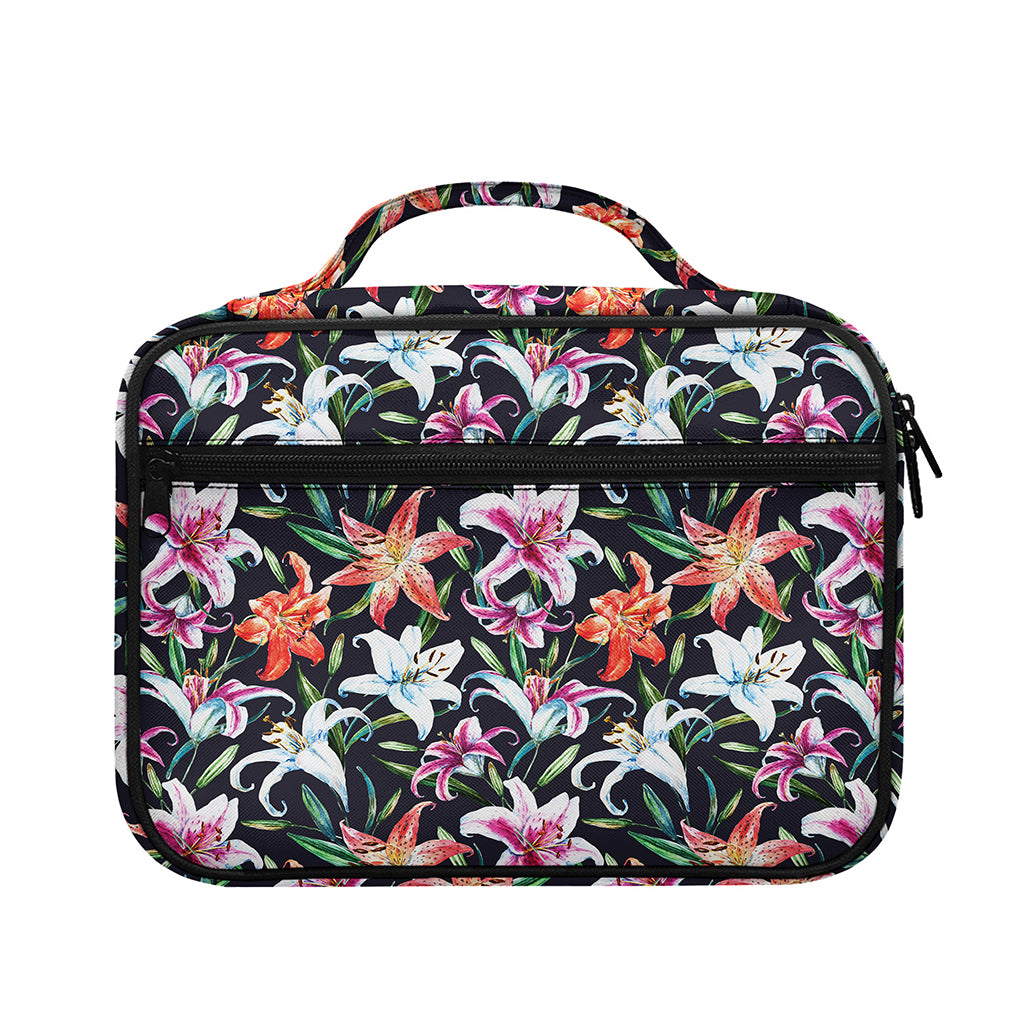 Watercolor Lily Flowers Pattern Print Briefcase Bible Bag