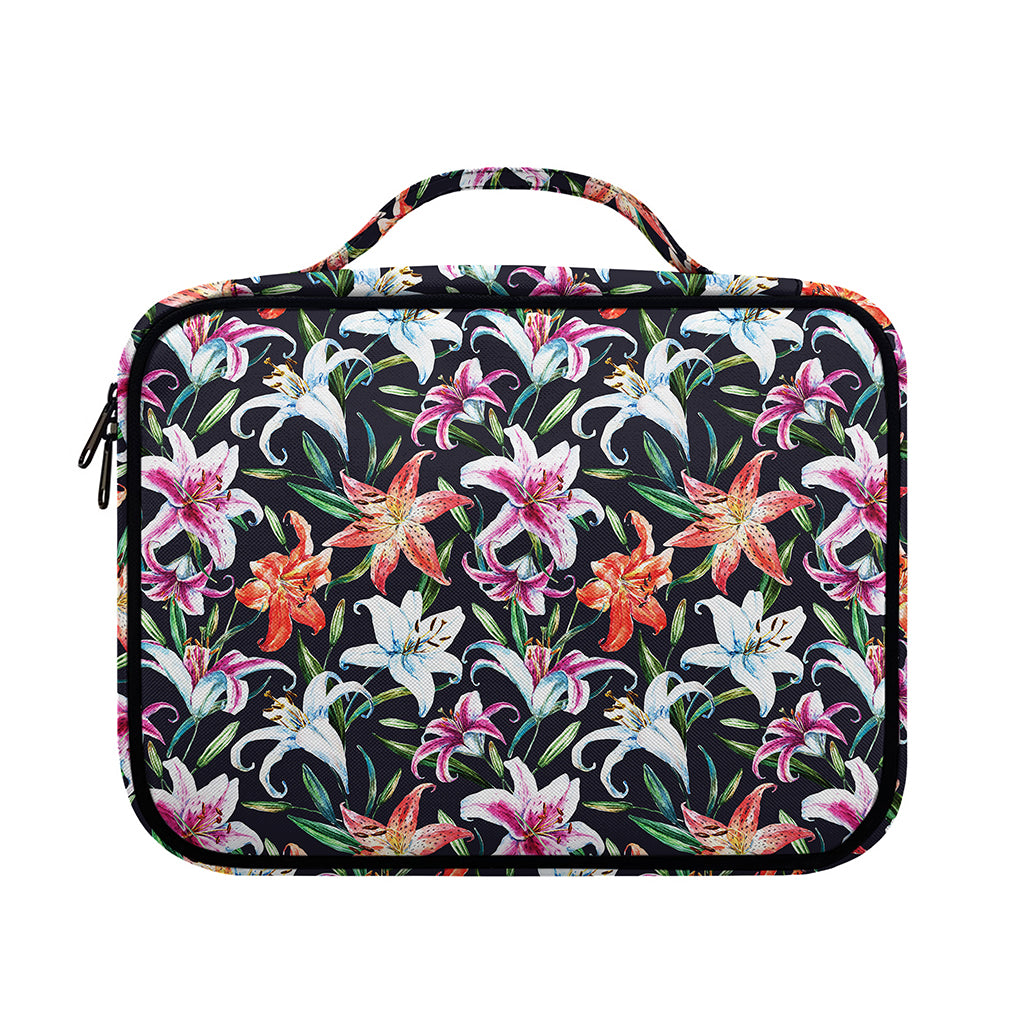 Watercolor Lily Flowers Pattern Print Briefcase Bible Bag