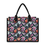 Watercolor Lily Flowers Pattern Print Canvas Tote Bag