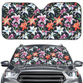 Watercolor Lily Flowers Pattern Print Car Windshield Sun Shade