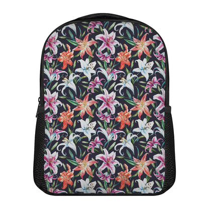 Watercolor Lily Flowers Pattern Print Casual Backpack