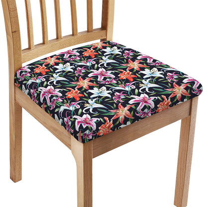 Watercolor Lily Flowers Pattern Print Chair Cushion Cover