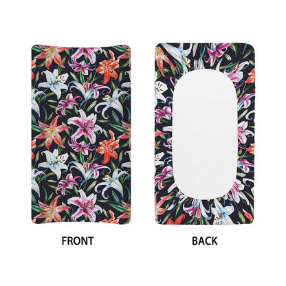 Watercolor Lily Flowers Pattern Print Changing Pad Cover