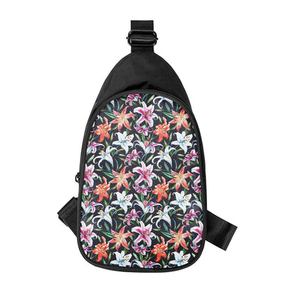 Watercolor Lily Flowers Pattern Print Chest Bag