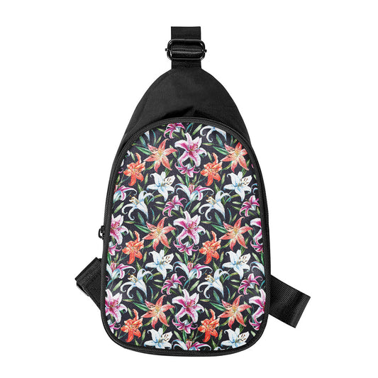 Watercolor Lily Flowers Pattern Print Chest Bag