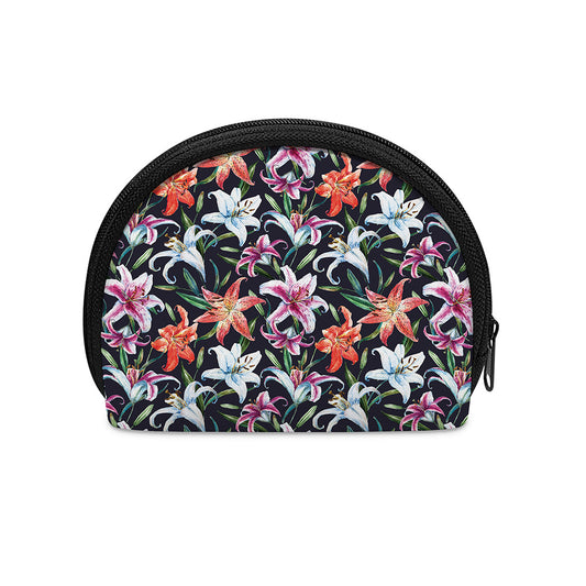 Watercolor Lily Flowers Pattern Print Coin Purse