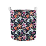 Watercolor Lily Flowers Pattern Print Collapsible Laundry Basket