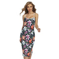 Watercolor Lily Flowers Pattern Print Cross Back Cami Dress