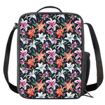 Watercolor Lily Flowers Pattern Print Crossbody Lunch Bag