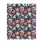 Watercolor Lily Flowers Pattern Print Curtain