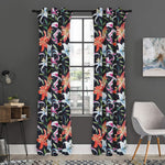Watercolor Lily Flowers Pattern Print Curtain