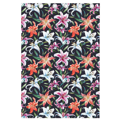 Watercolor Lily Flowers Pattern Print Curtain