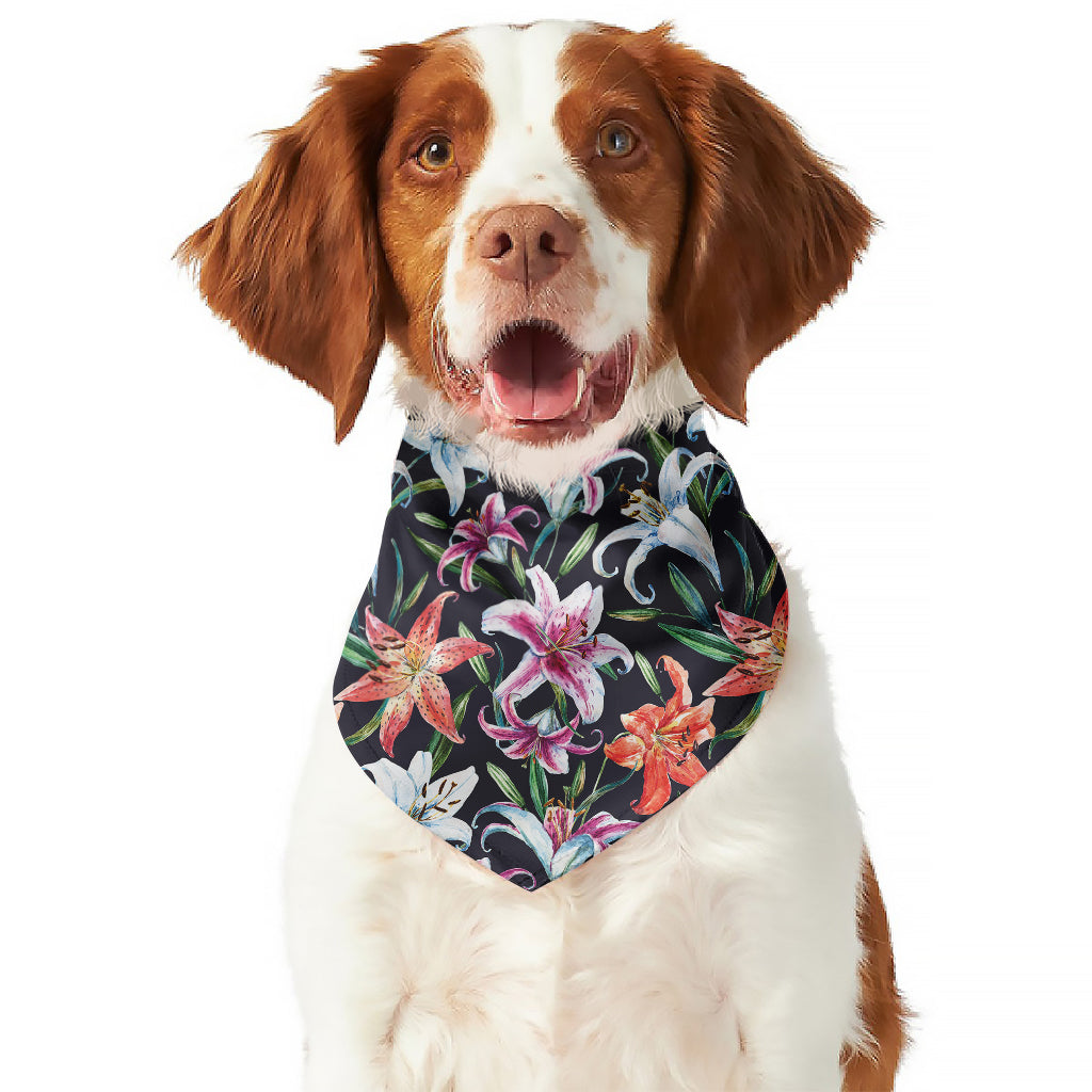 Watercolor Lily Flowers Pattern Print Dog Bandana