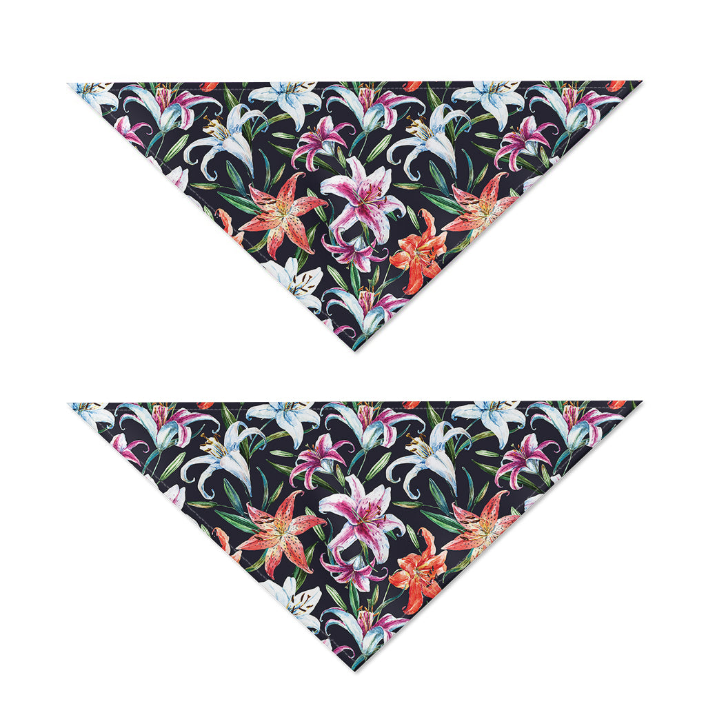 Watercolor Lily Flowers Pattern Print Dog Bandana