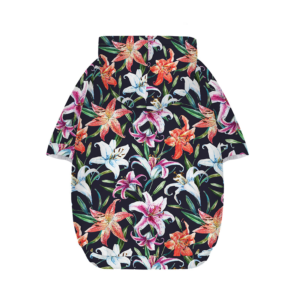 Watercolor Lily Flowers Pattern Print Dog Zip Up Hoodie