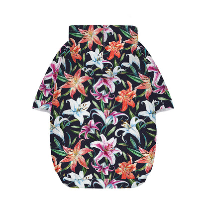 Watercolor Lily Flowers Pattern Print Dog Zip Up Hoodie