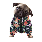 Watercolor Lily Flowers Pattern Print Dog Zip Up Jacket