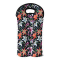 Watercolor Lily Flowers Pattern Print Double Neoprene Wine Tote