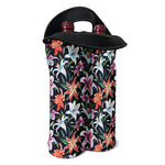 Watercolor Lily Flowers Pattern Print Double Neoprene Wine Tote