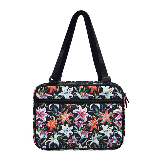 Watercolor Lily Flowers Pattern Print Double Strap Bible Bag