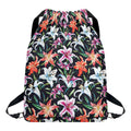 Watercolor Lily Flowers Pattern Print Drawstring Backpack