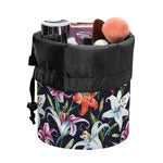 Watercolor Lily Flowers Pattern Print Drawstring Makeup Bag