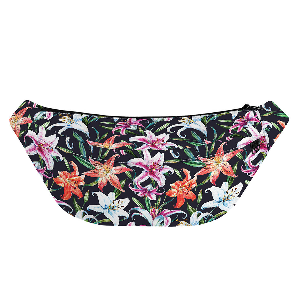 Watercolor Lily Flowers Pattern Print Fanny Pack
